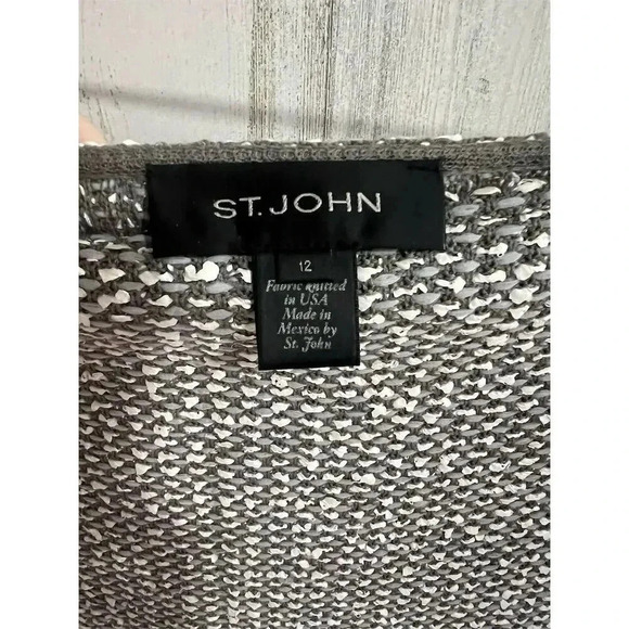 St. John Women's Gray white Tweed Pencil‎ Skirt Size 12 Knee Length Business - Picture 5 of 6